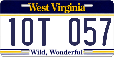 WV license plate 1OT057