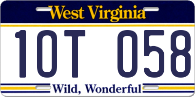 WV license plate 1OT058
