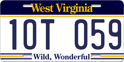 WV license plate 1OT059