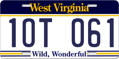 WV license plate 1OT061