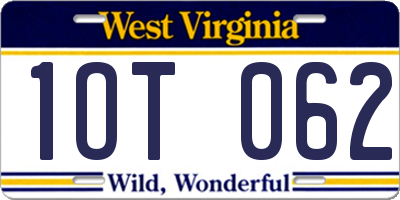 WV license plate 1OT062