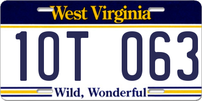 WV license plate 1OT063