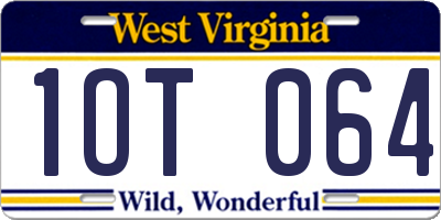 WV license plate 1OT064