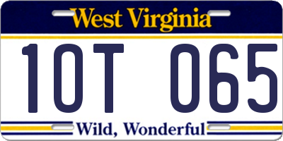 WV license plate 1OT065