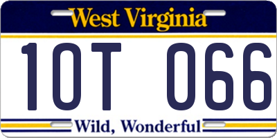 WV license plate 1OT066