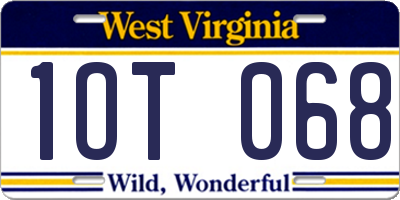 WV license plate 1OT068