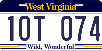 WV license plate 1OT074