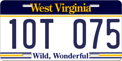 WV license plate 1OT075