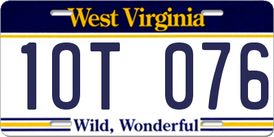 WV license plate 1OT076