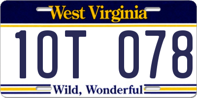 WV license plate 1OT078