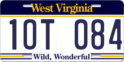 WV license plate 1OT084