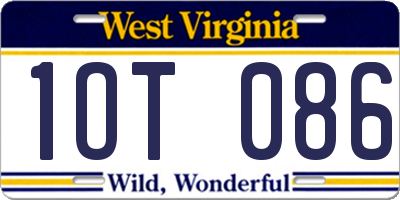 WV license plate 1OT086