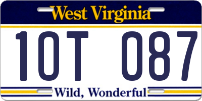 WV license plate 1OT087