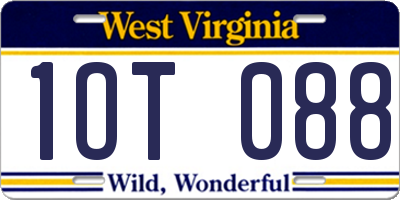 WV license plate 1OT088