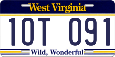 WV license plate 1OT091