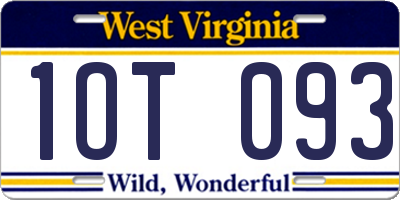 WV license plate 1OT093