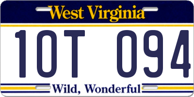 WV license plate 1OT094