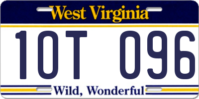 WV license plate 1OT096