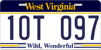 WV license plate 1OT097