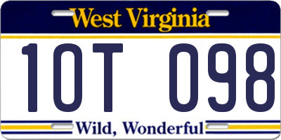 WV license plate 1OT098