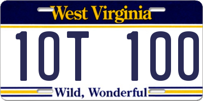 WV license plate 1OT100