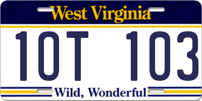 WV license plate 1OT103