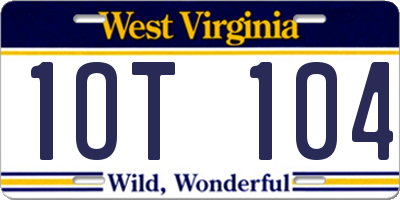 WV license plate 1OT104