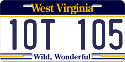 WV license plate 1OT105