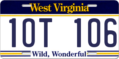WV license plate 1OT106