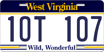 WV license plate 1OT107