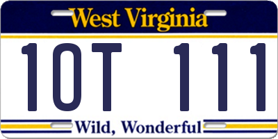 WV license plate 1OT111