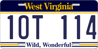 WV license plate 1OT114