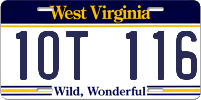 WV license plate 1OT116