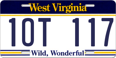WV license plate 1OT117
