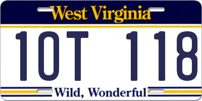 WV license plate 1OT118