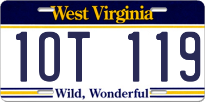 WV license plate 1OT119