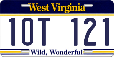 WV license plate 1OT121