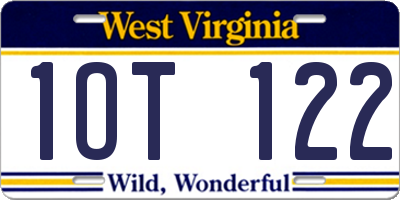 WV license plate 1OT122