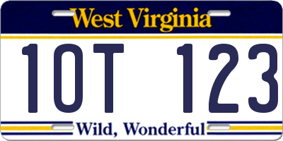 WV license plate 1OT123