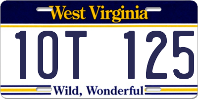 WV license plate 1OT125