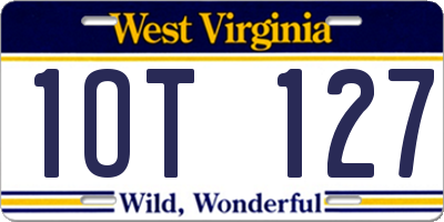 WV license plate 1OT127
