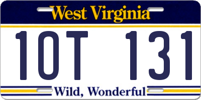 WV license plate 1OT131