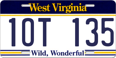 WV license plate 1OT135