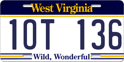 WV license plate 1OT136
