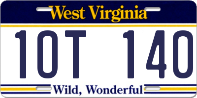 WV license plate 1OT140
