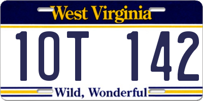 WV license plate 1OT142