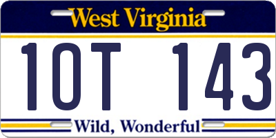 WV license plate 1OT143