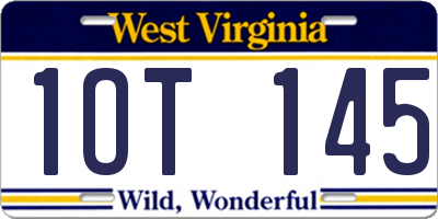 WV license plate 1OT145
