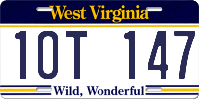 WV license plate 1OT147