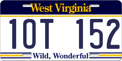 WV license plate 1OT152